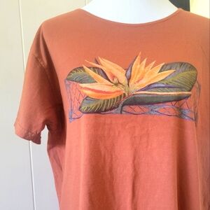Hawaii Crazy Shirts Cinnamon Dyed T Shirt Bird of Paradise XL